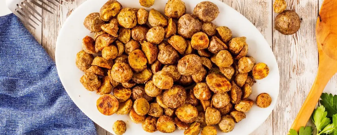 A platter extra crispy roasted potatoes.