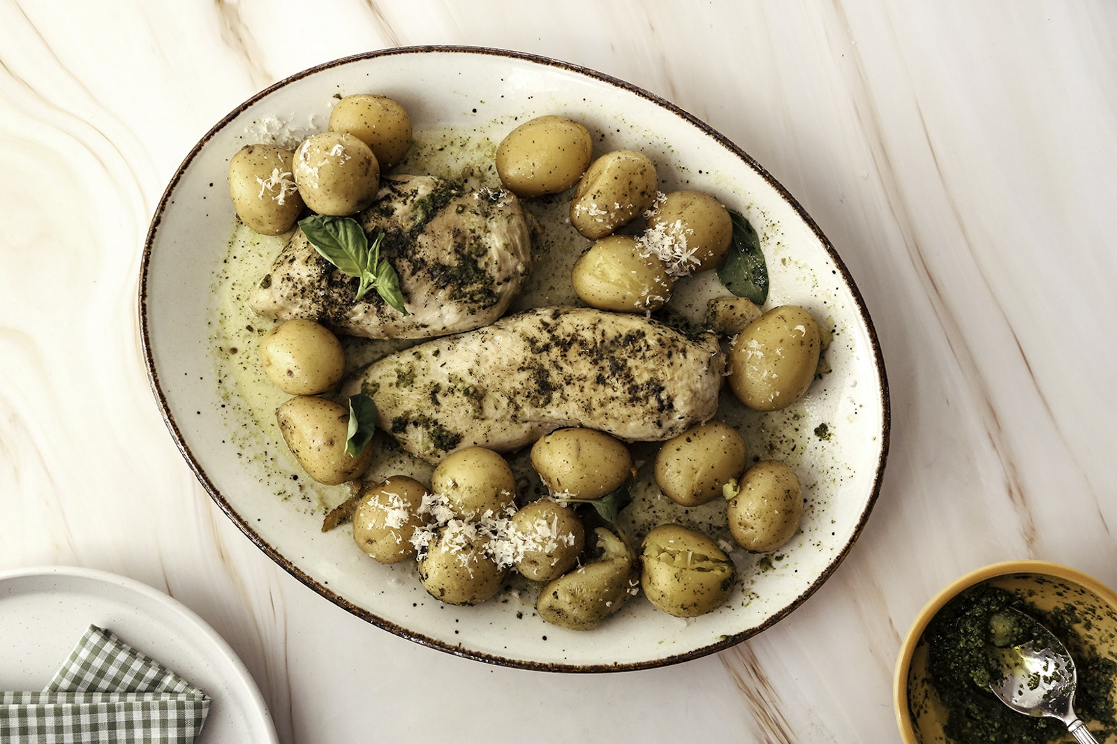 A plate of Pesto Parmesan Insta