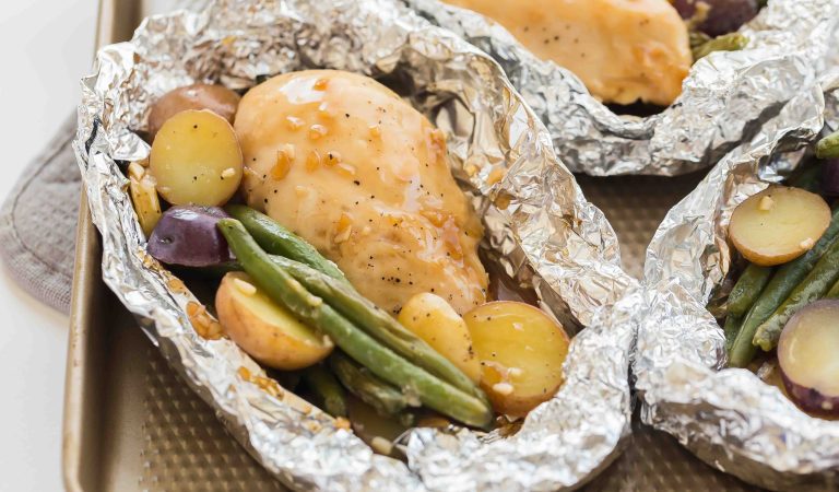 Honey garlic chicken foil packs.