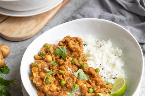 A bowl of Slow Cooker Potato Curry.