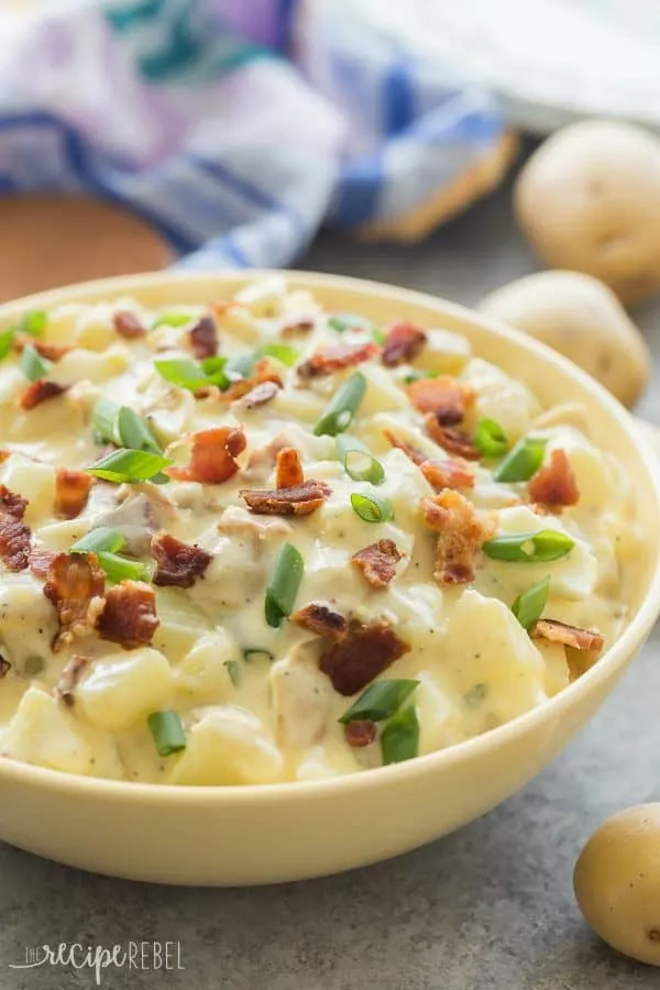 Classic Potato Salad with Bacon_Ashley Fehr 2 A bowl of classic potato salad