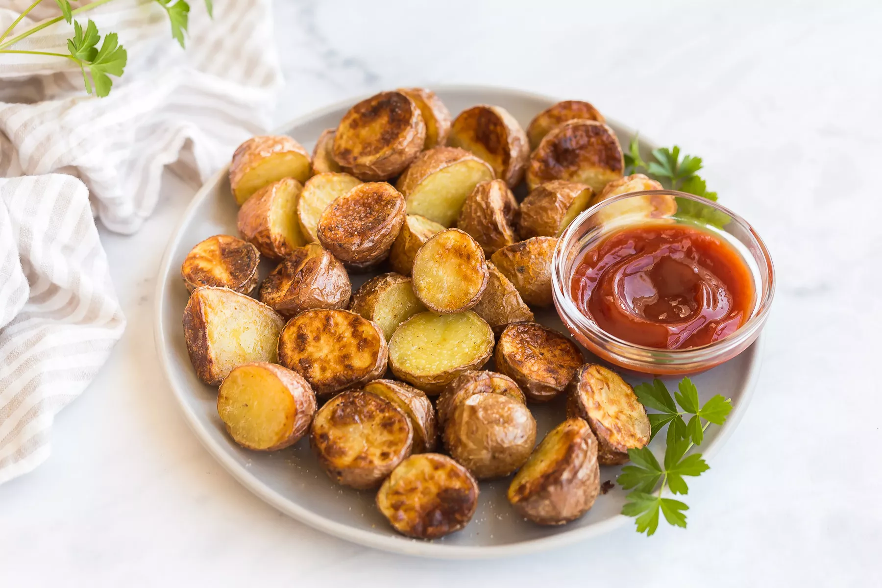 A plate of Air Fryer potatoes.