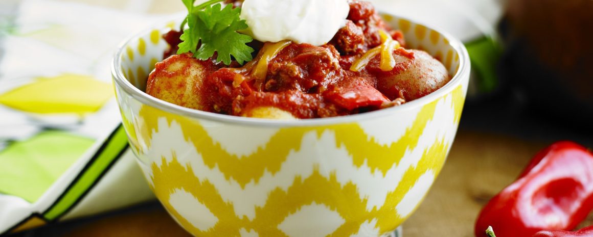 A bowl of chili con carne.