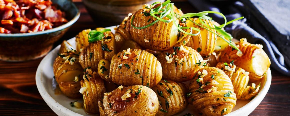 A triumphant plate of garlic thyme hasselback little potatoes.