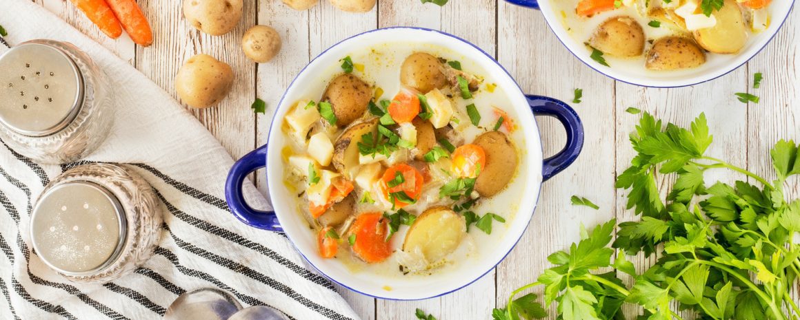 A bowl of German Little Potato Soup