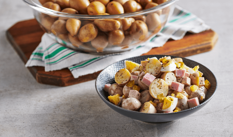 Smoked Ham Potato Salad in a bowl.