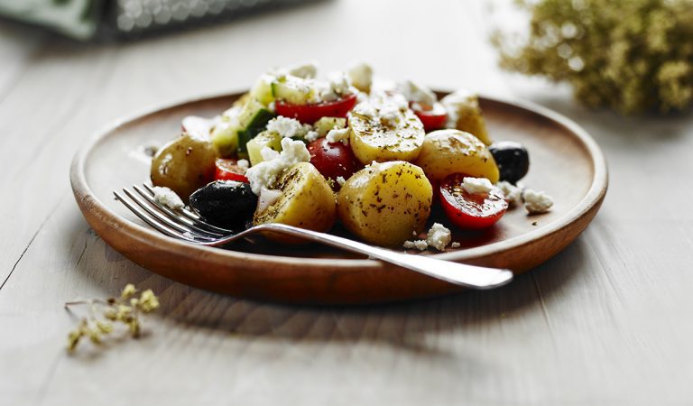 A plate of Greek potato salad.