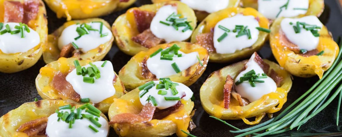 Grilled Little Potato Skins on a platter.