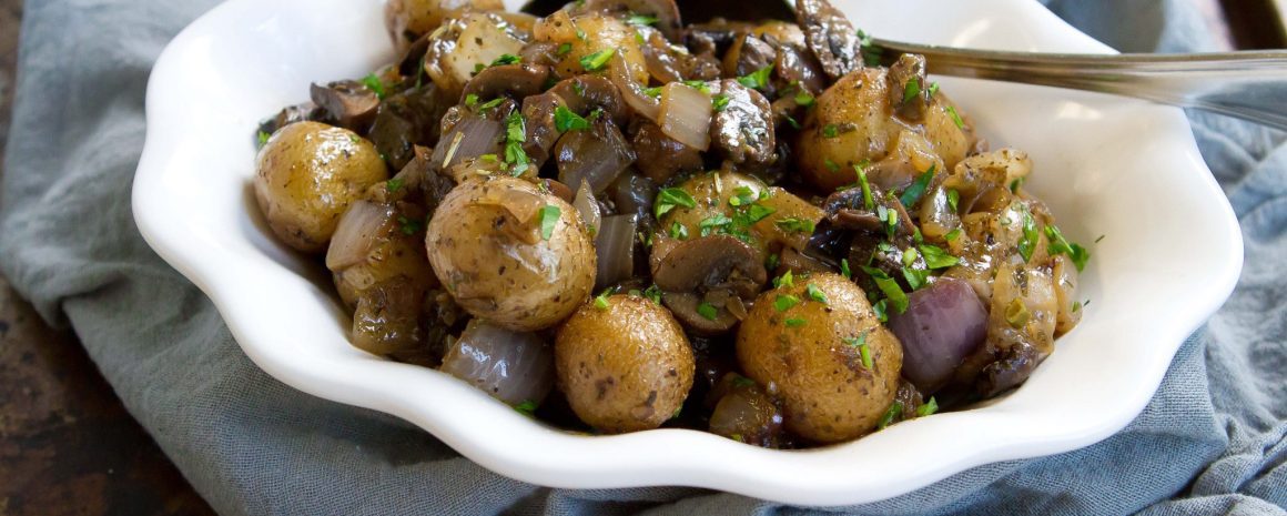 Grilled Potatoes with Mushrooms.