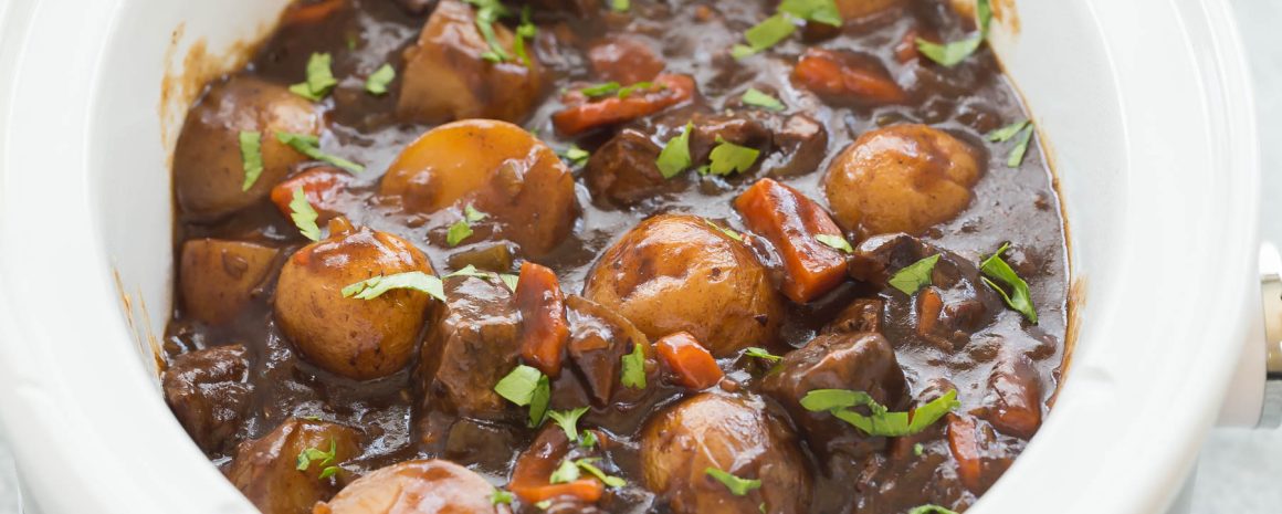 Honey balsamic slow cooker beef stew.