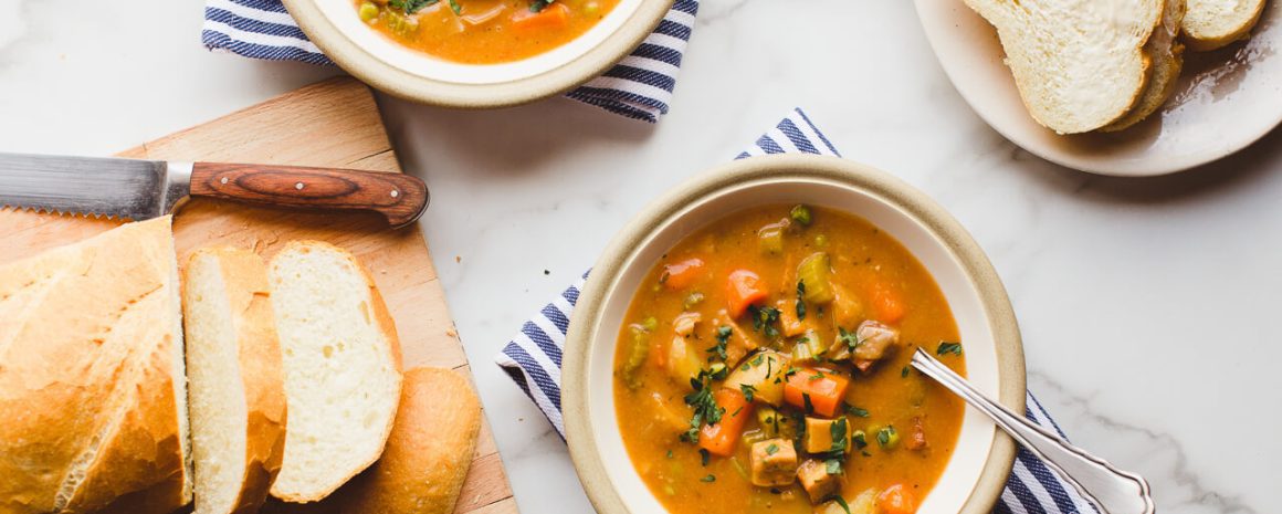 Instant Pot tofu and little potato stew in bowls.