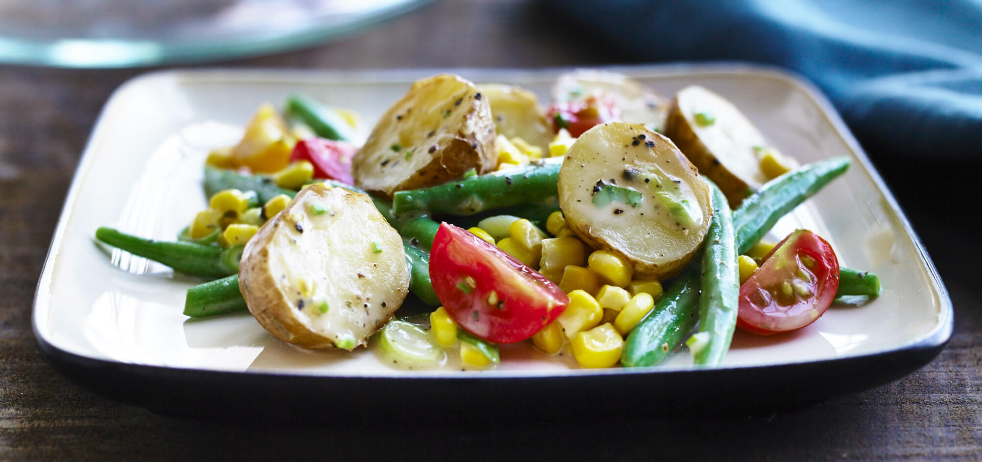 Corn and Tomato Salad with Roasted Little Potatoes