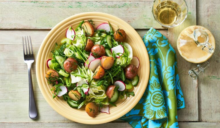 A mixed green salad with Dijon vinaigrette.