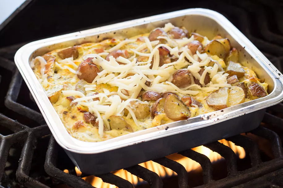 A grilled breakfast casserole in our Roast or Grill Ready package.