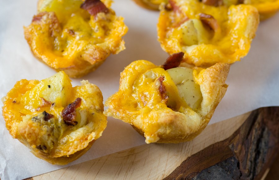 Potato cheese bacon mini tarts.