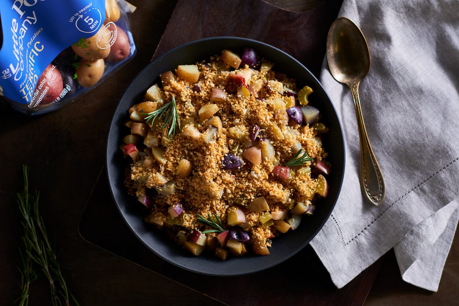 Potato stuffing in a bowl.