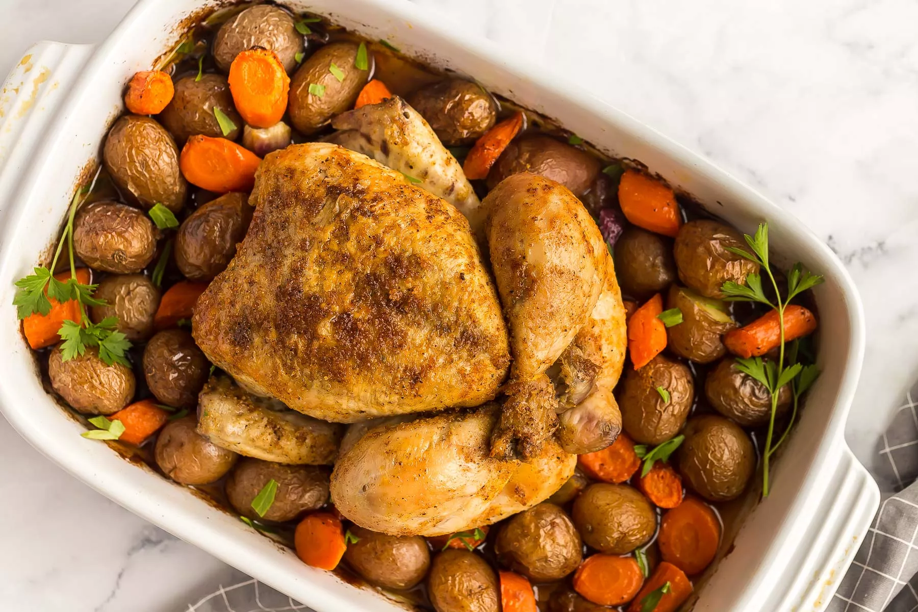 A nice tray of Roast Chicken and Vegetables.