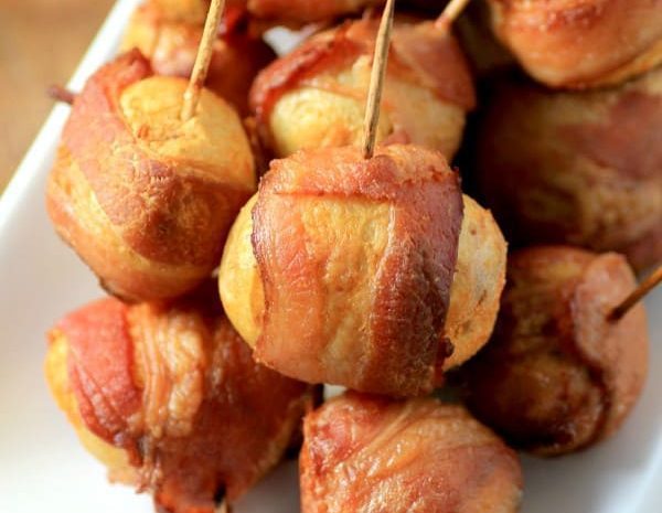 Spicy bacon wrapped potatoes.
