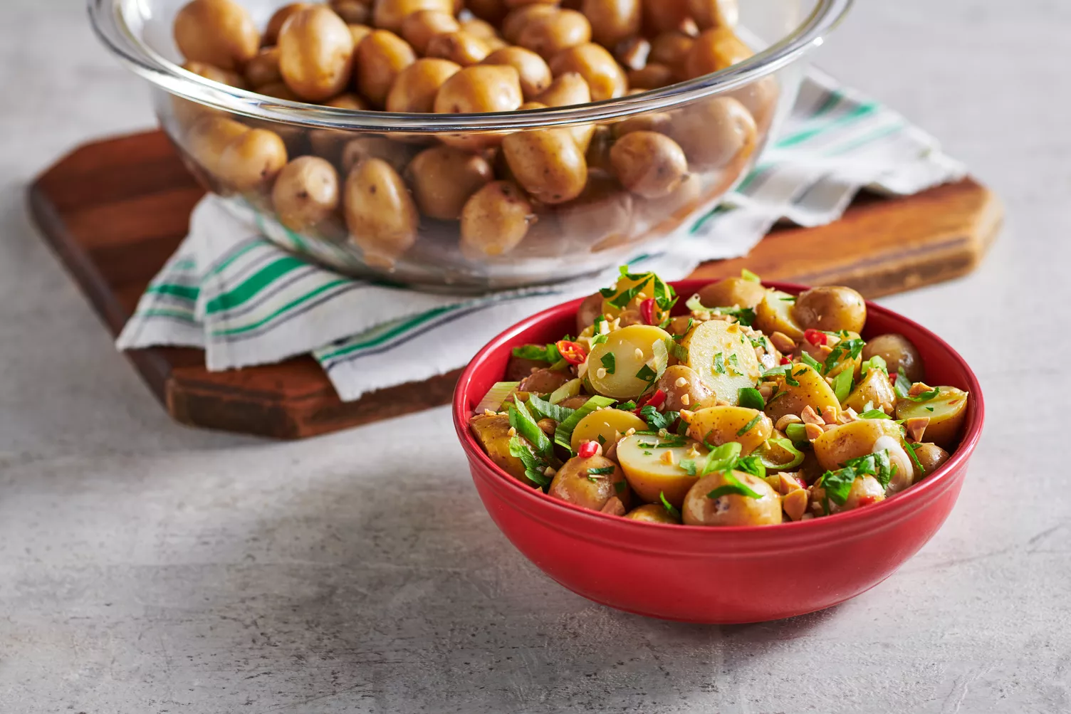 A spicy potato salad with Thai chilies