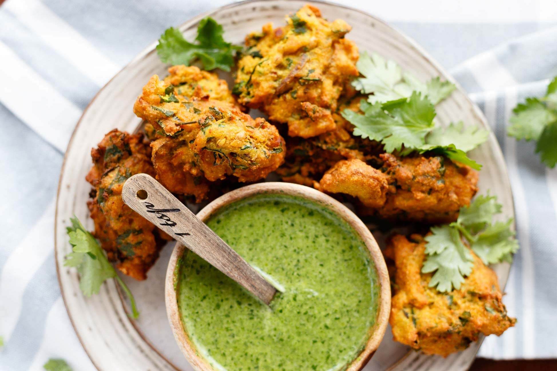 A plate of vegan pakora