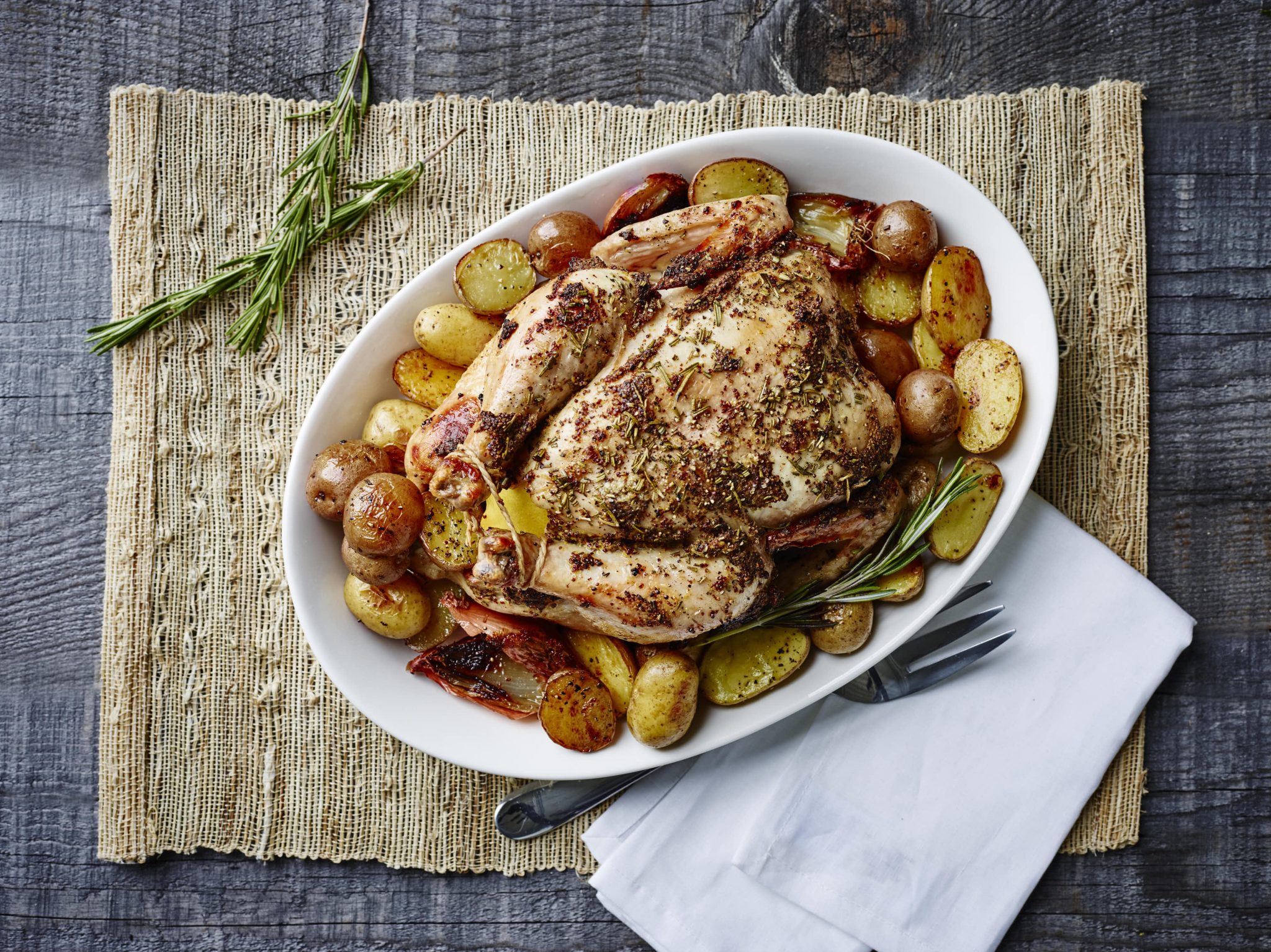 Roasted chicken and potatoes