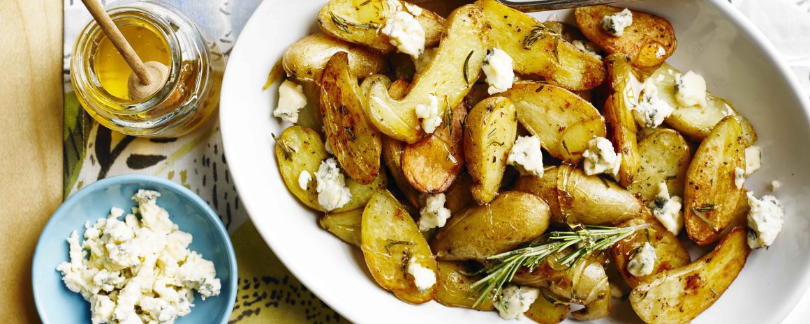 Gorgonzola and honey fingerling little potatoes.