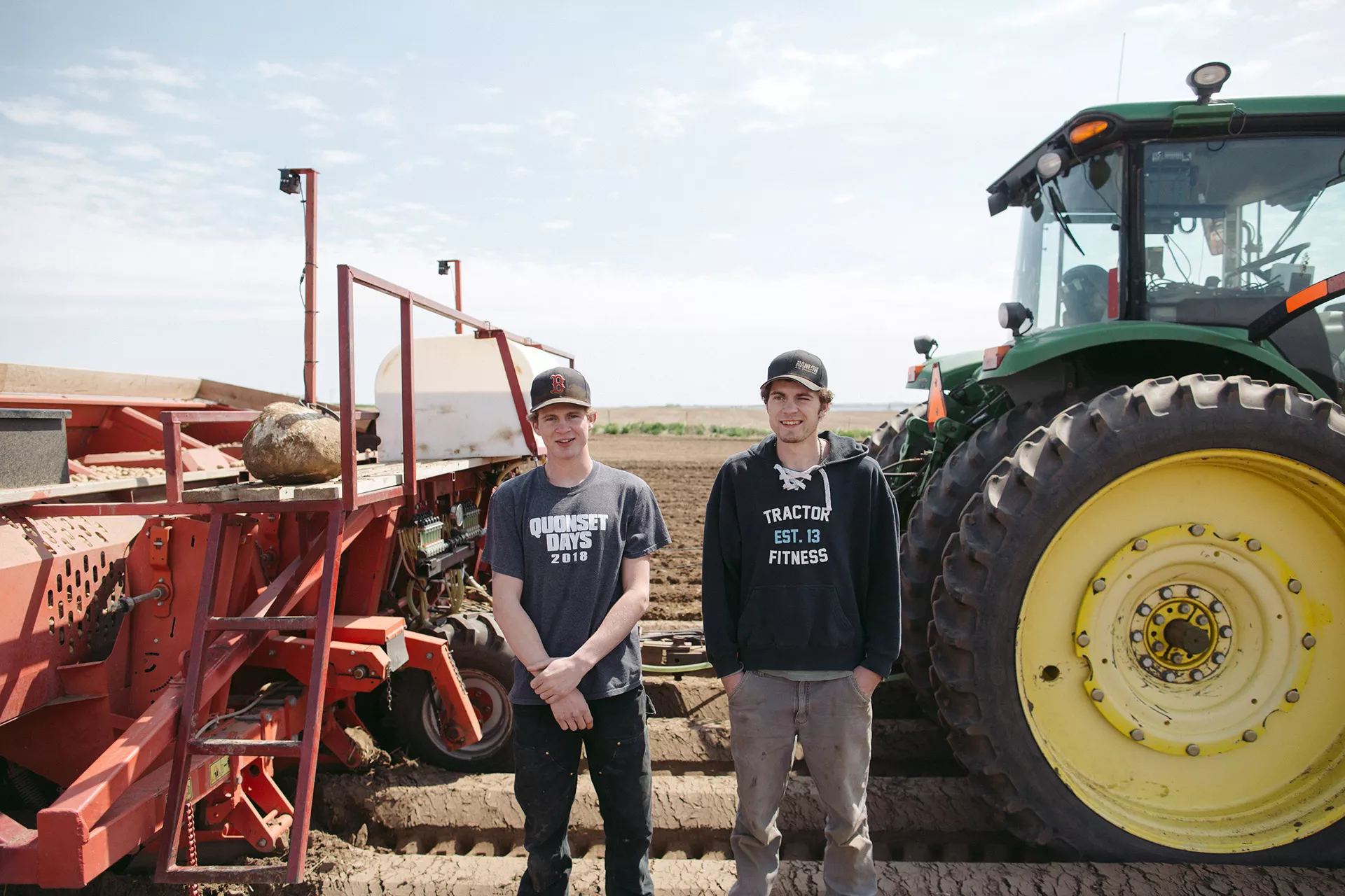 Niek and Ton Lamberts with some of their farming equipmet.