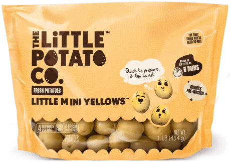 A bag with Little Mini Yellows potatoes for US market from the Little Potato Company