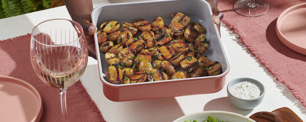 A delicious spread of grilled potatoes with a smoky honey glaze.