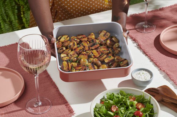 A delicious spread of grilled potatoes with a smoky honey glaze.