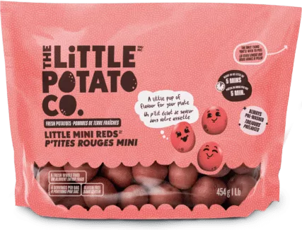 A bag with Little Mini Reds potatoes for Canada market from the Little Potato Company