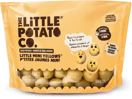 A bag with Little Mini Yellows potatoes for Canada market from the Little Potato Company