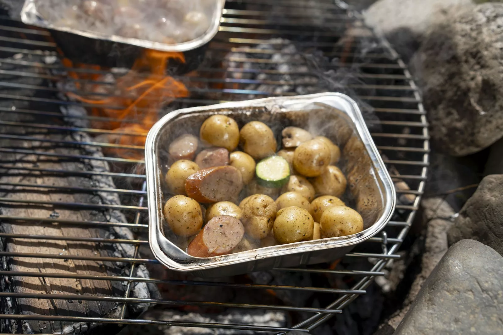 An easy campfire dinner made right over the fire.