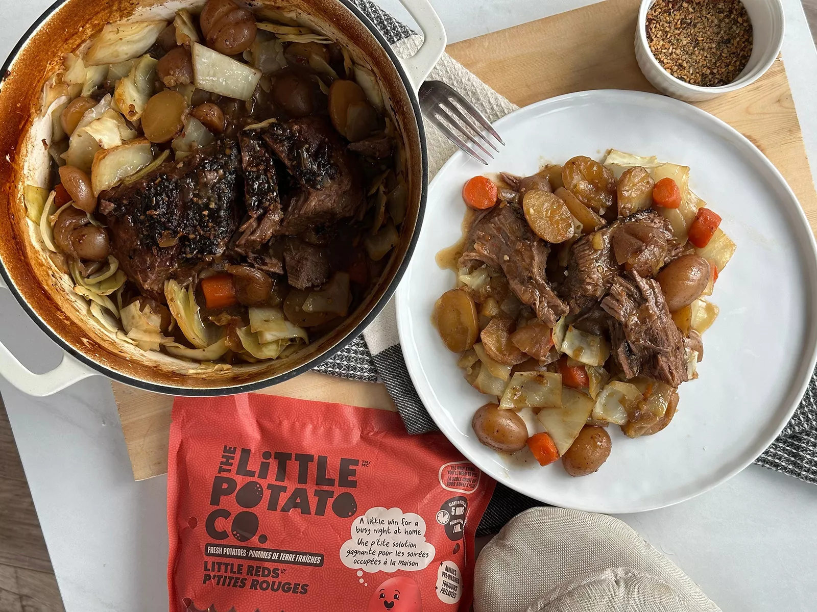 Dutch Oven Corned Beef with Little Potatoes A Dutch oven recipe full of Little Potatoes, cabbage, and corned beef.