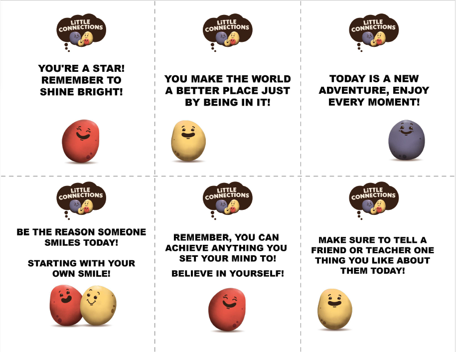 A collection of printable lunchbox cards with cute messages.