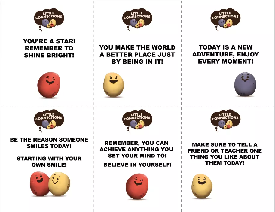 A collection of printable lunchbox cards with cute messages.