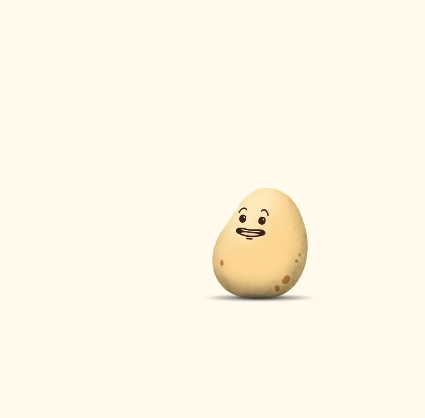 One yellow smiling potato character.